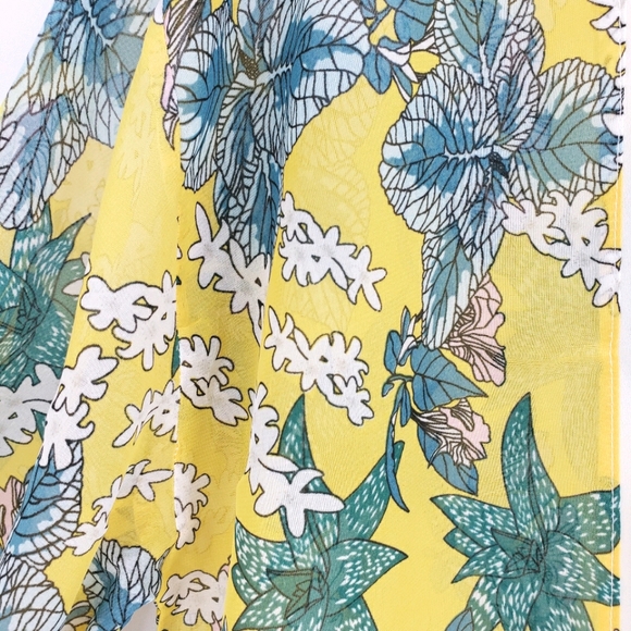 NEW Sheer Tropical Floral Yellow Kimono CoverUp - Picture 6 of 7